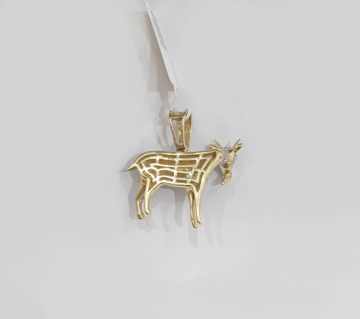 Real 10k Yellow Gold Diamond Goat Charm & Natural Diamonds 0.75 CT GOAT Pendant