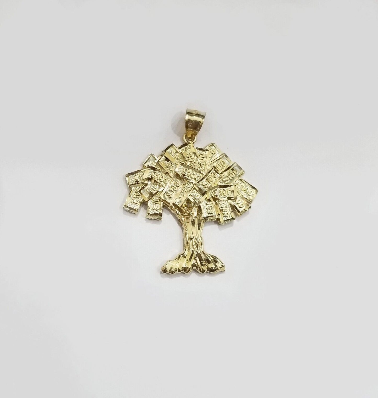 Real 10k Gold Money Tree Charm 1 inch pendant 10kt Yellow Gold