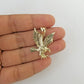 Real 10k Yellow Gold Eagle Charm Pendant Diamond Cut Men Women 10kt