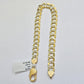 Real 10k Yellow Gold Bracelet Cuban Curb link 8mm 8 Inch Two-tone Cut SOLID mens