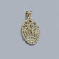 Real 10k Gold Circular Crown Charm Pendant 10kt Yellow Gold Unisex