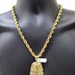 10k Gold Pharaoh Head Charm Rope Chain Necklace 8mm 28'' Set & Pendant 10kt REAL