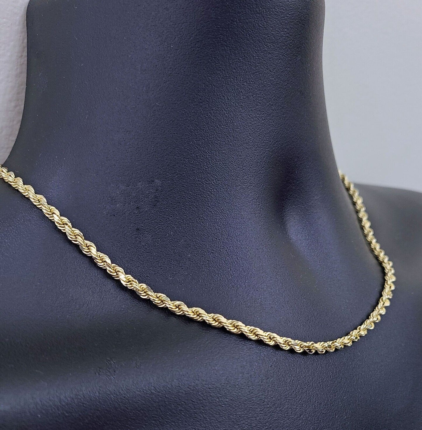 Real 10k Yellow Gold Necklace Rope Chain 4mm 18" inch 10kt Men's Chain