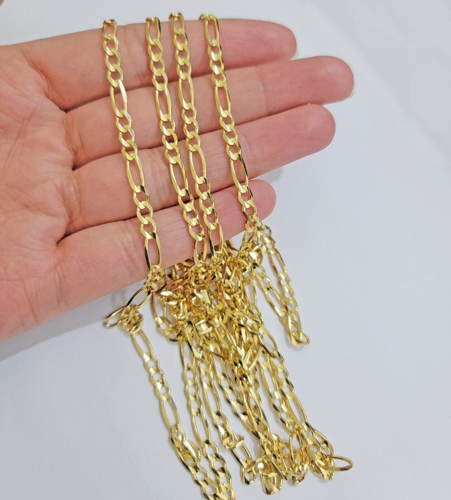 Solid 14k Yellow Gold Figaro chain Necklace 24 Inch 3.5mm Men's STRONG REAL 14kt