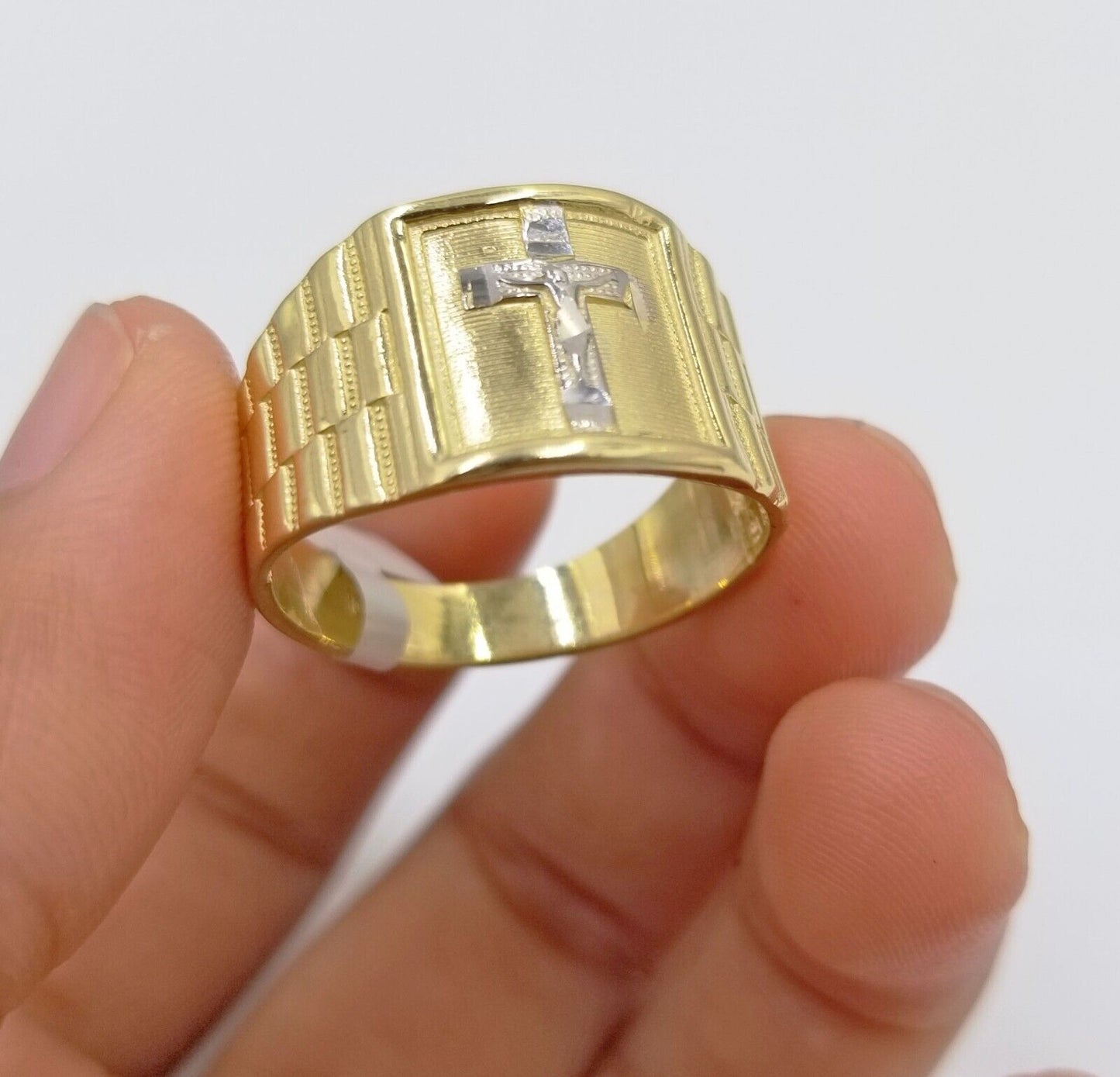 Real 10k Gold Men's Ring Cross size 9 10kt Yellow gold, Male casual pinky Band