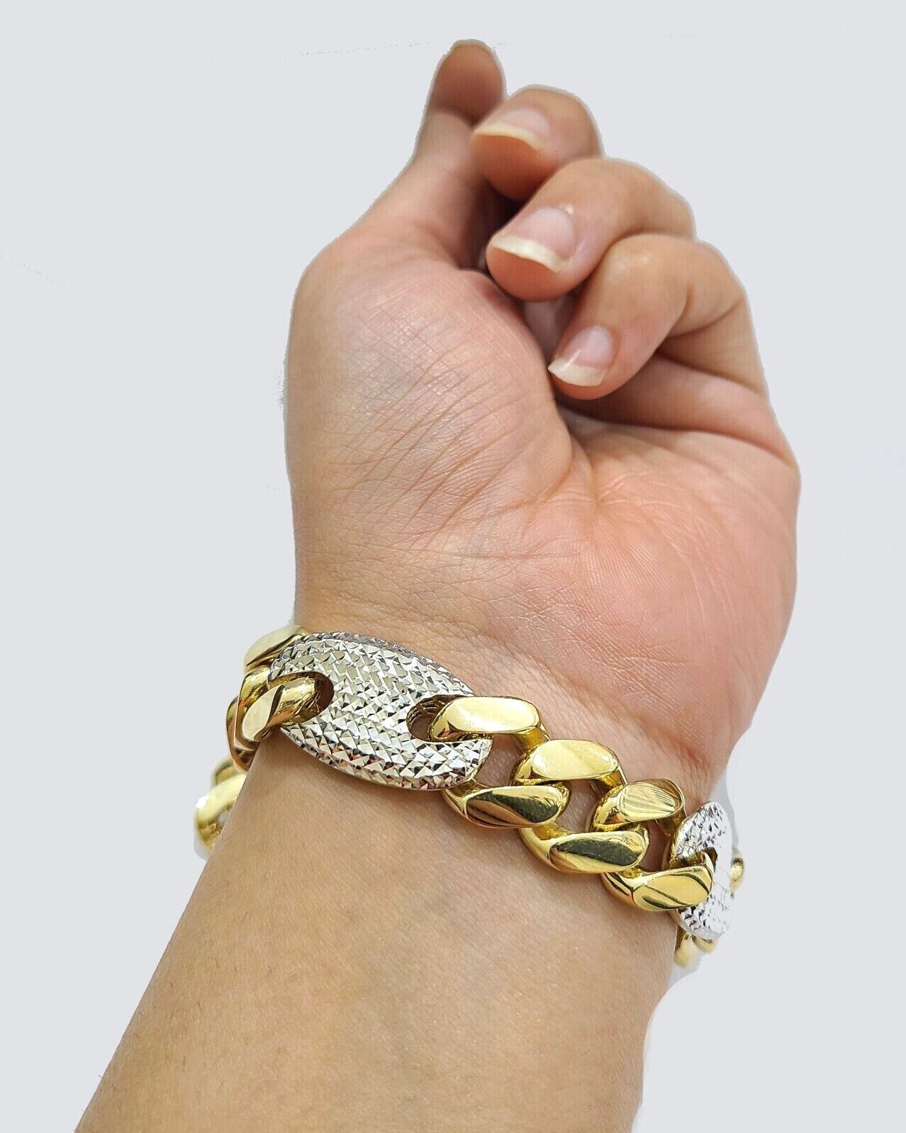 Real 10kt Yellow Gold Miami Cuban Mariner Link Bracelet Unisex 8.5'' 12mm