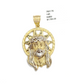 10k Gold Circular Jesus Star Head Charm Rope Chain Necklace 6mm 20'' Set Pendant