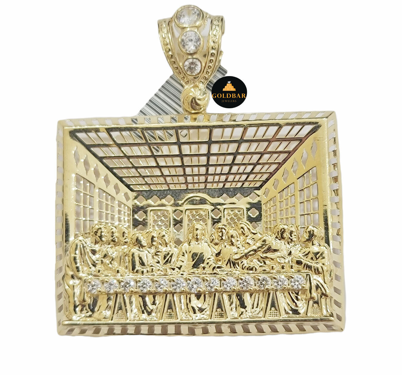 Real 10k Yellow Gold last supper Charm Pendant For Men's 2" Inch For Chain,10KT