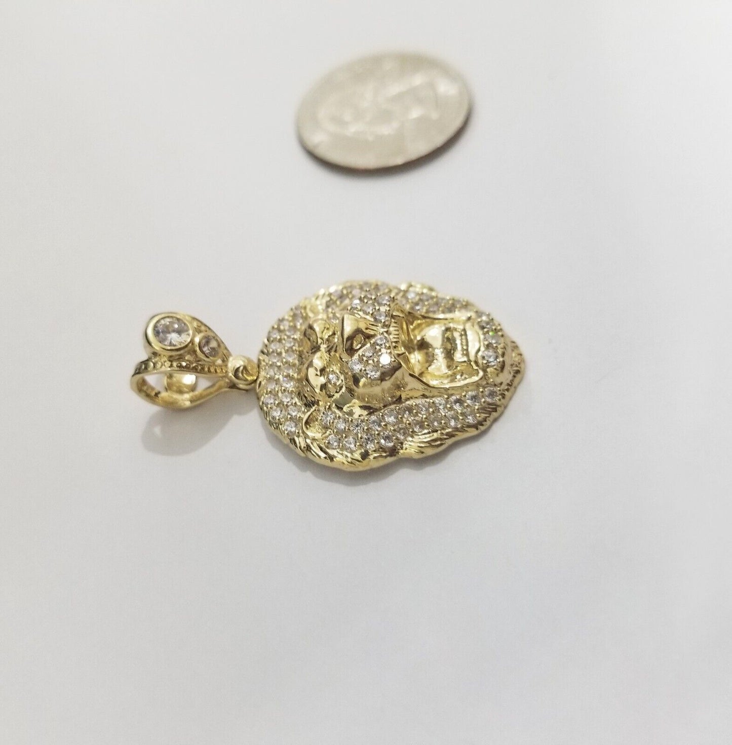 Real 10k Yellow Gold Charm Lion Head Pendant 10kt Gold