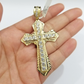 Real 10k Yellow Gold Cross Charm Pendant 2.5'' inch 10kt gold