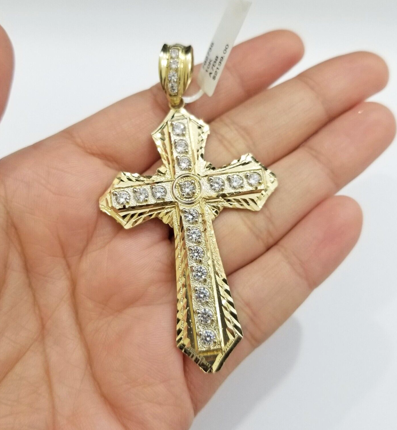 Real 10k Yellow Gold Cross Charm Pendant 2.5'' inch 10kt gold