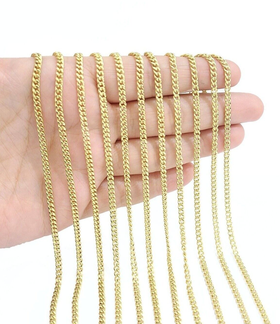 Real 10K Yellow Gold Miami Cuban Chain 3mm Necklace  18-30'' Inches Lobster 10kt