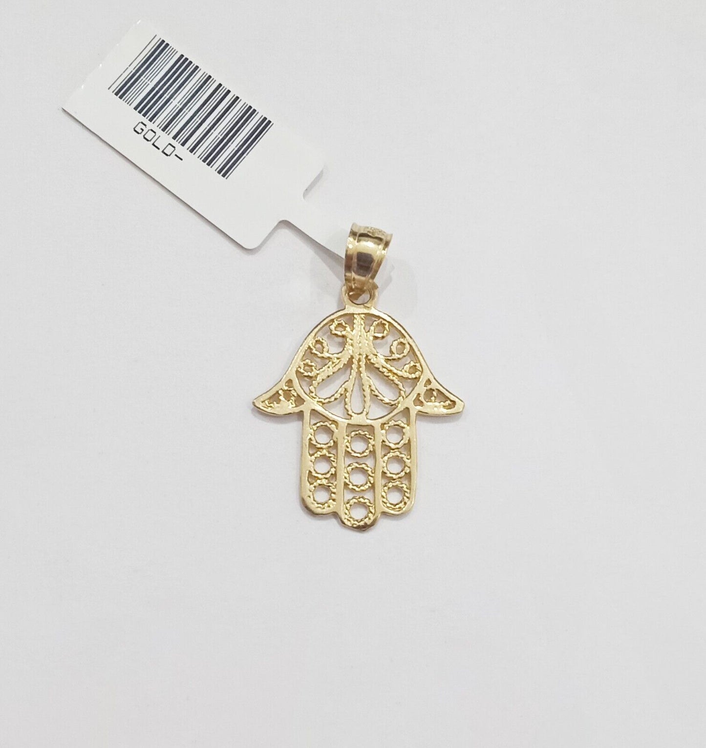 Real 10k Yellow Gold Hamsa Hand Charm Pendant Men Women 10kt gold