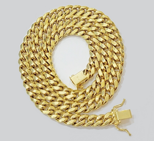 10k Yellow Gold Miami Cuban Link Chain Necklace 8mm 24'' Real 10kt SALE Box Lock