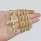 10k Yellow Gold Miami Cuban Chain 5mm 18" inch Necklace Jesus Cross Charm Real