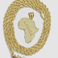 10k Yellow Gold Africa Map Charm Rope Chain 26 Inch Necklace Pendant SET SALE