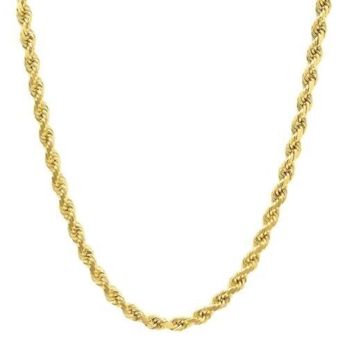 Real 14k Solid Yellow Gold Necklace Rope Chain 6mm 24" Inch 14kt Chain Unisex