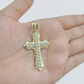 Real 10k Yellow Gold Franco Chain 2.5mm 18" inch Necklace Jesus Cross Charm 10kt