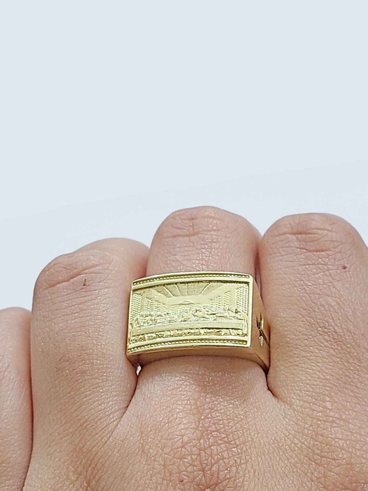 Real 10k Yellow Gold Last Supper Ring Band Size 9.5 10kt Gold