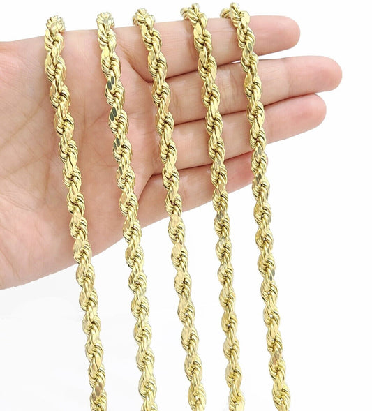 Real 10K Yellow Gold Rope Chain 7mm  Necklace  18-30'' Inches Lobster Lock 10kt