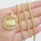 10k Yellow Gold chain Charm Pendant set Miami Cuban 4mm 24 Inch & Last supper