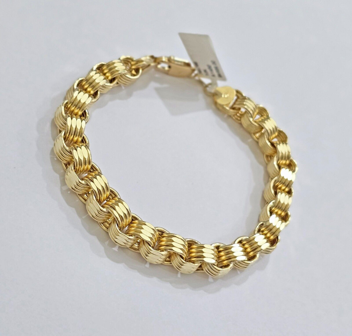 Real 10k Gold Bracelet Byzantine Box 8 Inch 8.5mm 10kt Yellow Gold Men's Genuine