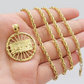 Real 10k Gold Rope Chain Last Supper Pendant Set, 24 Inch 3mm necklace & Charm