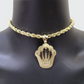 10k Yellow Gold Crown Charm Rope Chain 7mm 20'' Necklace Pendant 10kt Real SALE