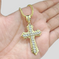 Real 10k Yellow Gold Franco Chain 2.5mm 20" inch Necklace Jesus Cross Charm 10kt