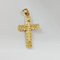 Real 14k Yellow Gold Nugget Jesus Cross Charm Pendant 2" 14kt Gold