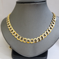 Real 10k Yellow Gold Chain Curb Link Necklace 10mm 22 Inch Diamond Cut Two-tone