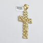 Real 10k Yellow Gold Cross Charm Pendant Mens Jesus Crucifix 3 Inch For Chain