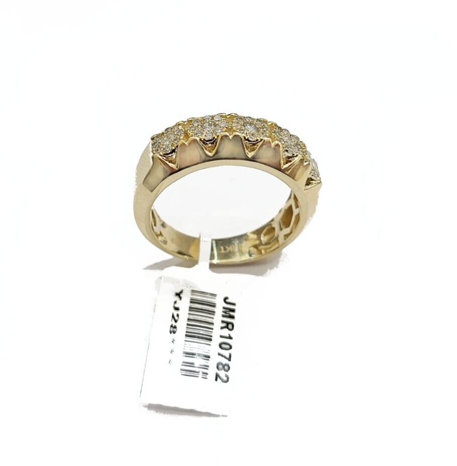 Real Diamond Mens Ring 14k Real Gold Band 14kt Yellow Gold 10" Genuine Diamonds