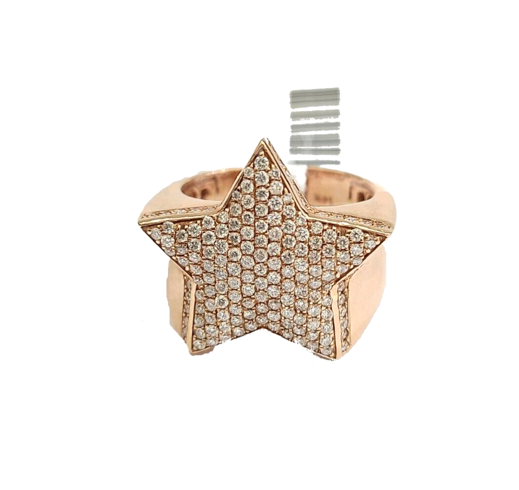 Real 14k Rose Gold Diamond Star Ring Band Genuine 1.62CT Diamonds 14kt Size 10