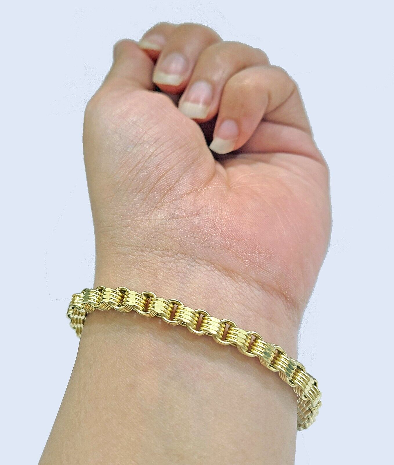 Real 10k Yellow Gold 5mm Box Byzantine Bracelet 8" inch 10kt Unisex Men Women