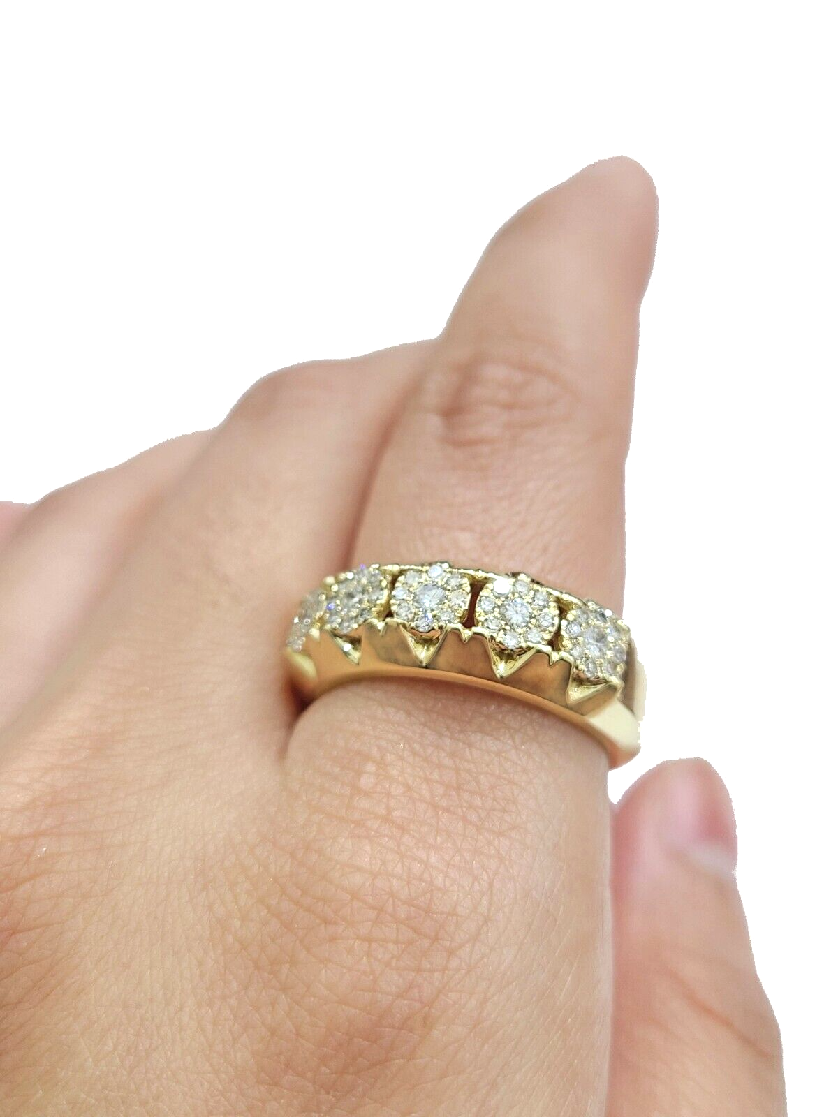 Real Diamond Mens Ring 14k Real Gold Band 14kt Yellow Gold 10" Genuine Diamonds