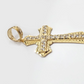 Real 14k Yellow Gold Diamond Cut Cross Charm Pendant For Mens 14kt Cross, New