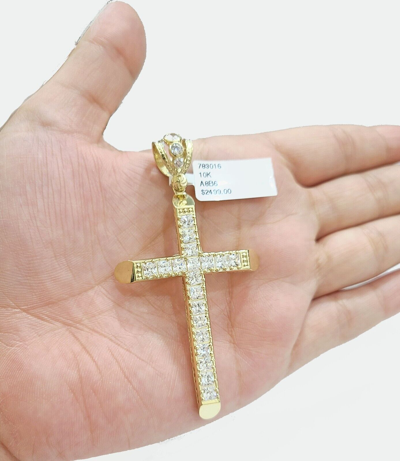 Real 10k Yellow Gold Jesus Cross Charm Pendant 2.5'' Inches