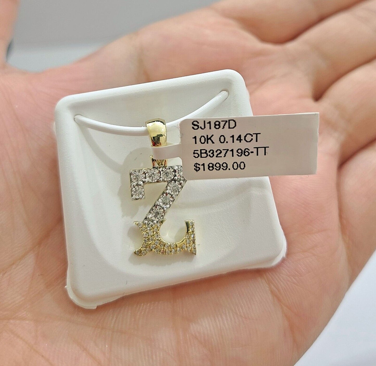 Real 10K Yellow Gold Initials Diamond Cut Charm A-Z Pendant  Alphabets