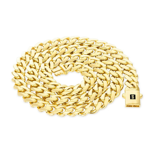 10kt Yellow Gold Royal Miami Cuban Link Monaco Chain 10k Necklace 28 Inches 9mm