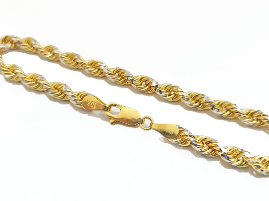 Real 10kt Solid Yellow Gold Rope Bracelet Diamond Cut Unisex 8 Inches 4mm