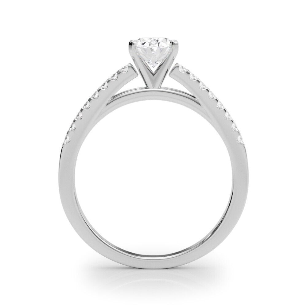 Real 14k White Gold IGI Certified 1.25CT Lab Created VS Diamond Ring Oval Shaped