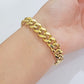 Mens 14k Yellow Gold Bracelet 7.5 Inch Miami Cuban Link Box Clasp REAL 14KT