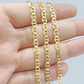 10kt Yellow Gold Anchor Mariner Link Chain Necklace 18Inch 4mm Lobster Lock Real