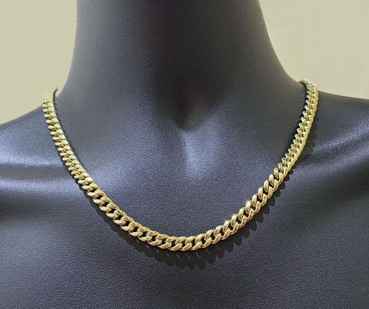 Real 10k Yellow Gold Necklace Miami Cuban Chain 6mm 20" inch 10kt Men's Chain