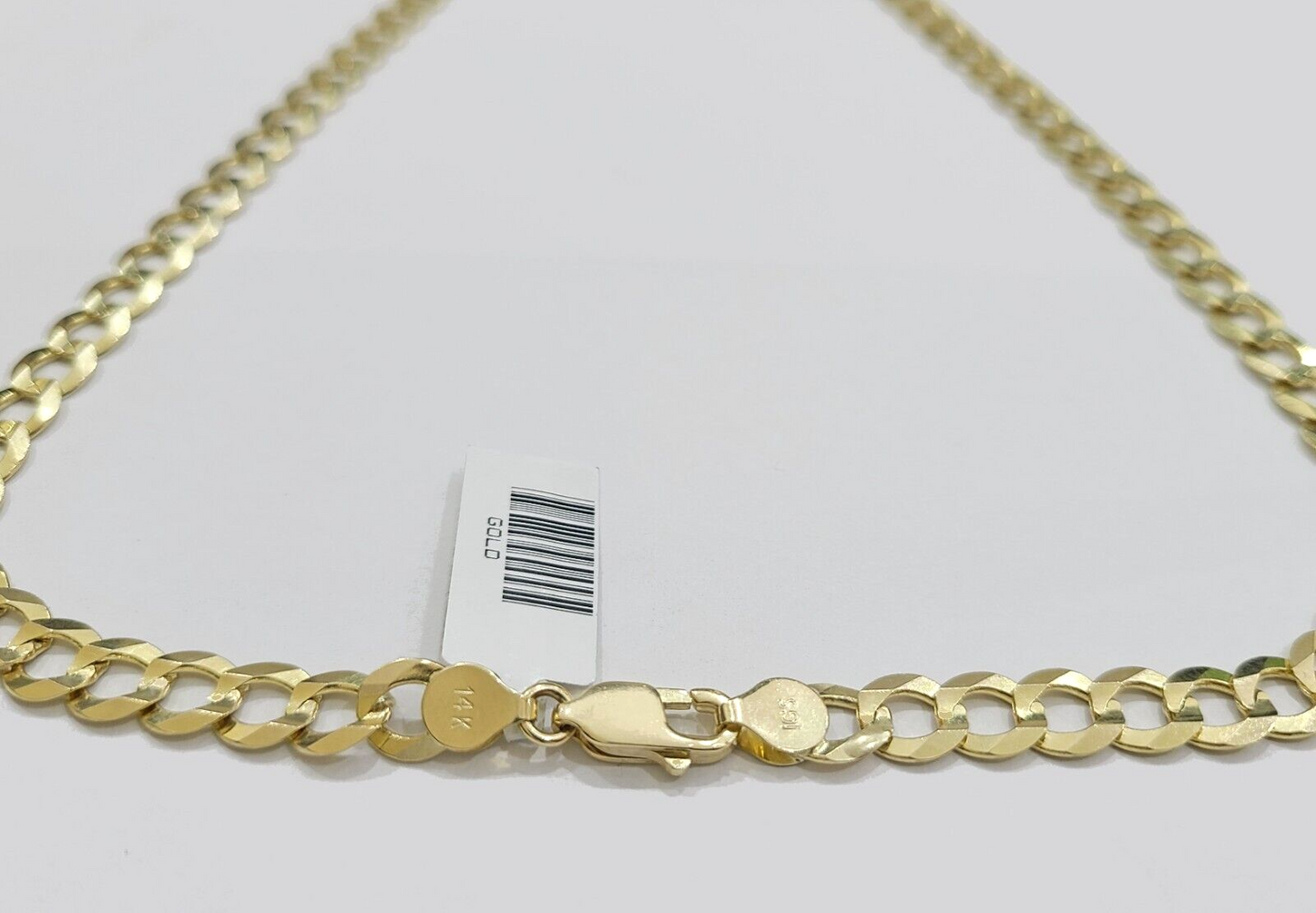 Real 14k Yellow Gold Necklace Cuban Curb Link Chain 20'' inches 7mm Unisex